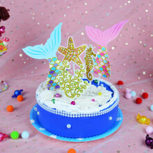 儿童手工diy制作仿真奶油蛋糕套装6寸轻粘土生日蛋糕材料套装礼物 美人鱼