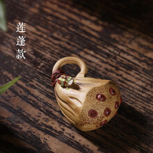 藏壶天下 紫砂茶宠手把件茶玩茶道配件茶桌摆件迷你南瓜青蛙茶宠 莲蓬款