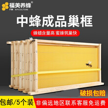 福美养蜂 蜜蜂蜂箱成品全套巢框全套餐中蜂十框箱标准煮蜡土蜂箱养蜂工具批发 中蜂巢框5个