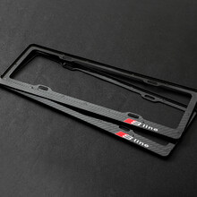 适用奥迪车牌架A1 A3 A4L A6L A7 A8 Q2L Q3 Q5 Q7碳纤改装牌照框 Sline标碳纤覆膜款（一对）