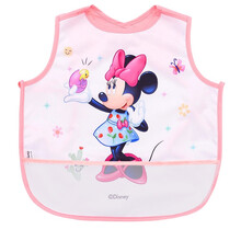 迪士尼（Disney）婴儿饭兜宝宝吃饭罩衣男女儿童围兜围嘴幼儿罩衫防水防溅衣无袖反穿衣 粉色米妮 无袖 90码 0--2岁宝宝可用