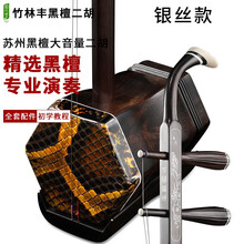 竹林丰 黑檀二胡乐器成人演奏考级二胡初学者儿童练习手工制作大音量高品质 精品黑檀银丝款二胡+全套礼包+专业老师校音