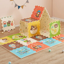 babygo宝宝爬行垫 婴幼儿童爬爬垫拼接加厚PE泡沫防滑地垫56*56*2cm6片装 抱抱熊(送边条)--可大小互拼