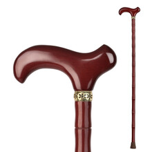 老人木头拐杖手杖红木制拐棍实木雕刻 原木质防滑老年人非龙头 简约富贵竹节拐杖