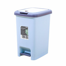 汉世刘家 垃圾桶家用分类脚踏按压翻盖时尚卫生间卧室客厅厨房干湿垃圾桶 10.8L方形蓝色