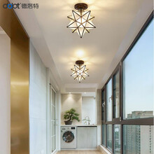 德洛特（dolot）五角星吸顶灯北欧玄关灯走廊灯过道灯创意美式卧室阳台玻璃星星灯  黑色水晶款 30CM (拍下送三色光源）