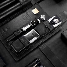 茄皇（Cigarking）雪茄盒套装牛皮革保湿盒多配件多功能便携七件套装 鳄鱼皮黑色