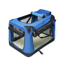 咪贝萌狗外出便携包车载狗笼狗窝宠物手提包车载包笼子可折叠旅行车用狗箱子帐篷泰迪金毛拉布拉多小中大型犬 蓝色（两侧开）XS号50×35×35-建议5-20 注意尺寸，很大很重