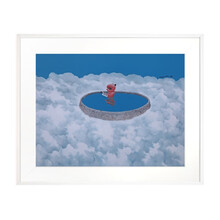 本艺术空间 现代简约儿童房可爱熊猫画挂画 陈万毅油画《天净沙4》数位版画 房间床头装饰画 白色画框 50*40