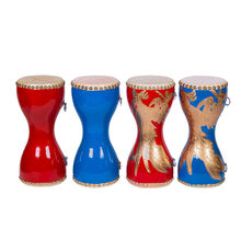 米囹 牛皮鼓14cm成人秧歌队舞胸鼓打击乐器腰鼓广场舞道具鼓儿童手拍鼓 14CM红色画龙胸鼓+全套配件+鼓包