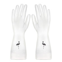 悦倪 洗碗手套女防水耐用夏季女家务厨房刷菜衣服橡胶皮薄款乳清洁手套 【1双】火鸟 L码【大号】