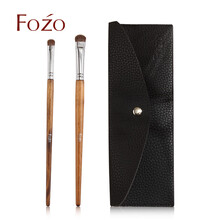 FOZO 烟熏刷 一字头马毛短毛细节刷眼尾刷眼部化妆刷眼影刷 大号+小号(两支装送小号信封刷包）