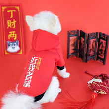 InnoPet宠物小狗狗衣服舞狮新年唐装四脚泰迪女比熊博美秋冬装小型犬猫咪 （冬款）近我者富 1号XS(建议2-3斤)新年装唐装来袭