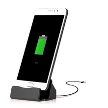 顺酷 手机机充电器数据线创意桌面支架座充底座适用华为P40荣耀30/20小米10/9VIVOX27 【Type-C接口通用】黑色-P10荣耀10等