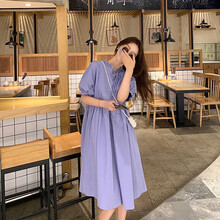 小兀 孕妇装夏装孕妇裙夏季夏天外穿法式蝴蝶结孕妇连衣裙宽松大码孕妇裙子孕妈装 紫色 M