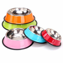 易萌 宠物碗不锈钢狗碗大中小型犬狗狗饭盆猫碗猫水盆食盆通用 彩色随机中号