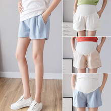 孕妇裤夏天外穿宽松舒适孕妇装夏装时尚新款托腹孕妇短裤潮流孕妈装夏季休闲孕妇打底裤 蓝色 M