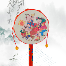 拔浪鼓 手摇拨浪鼓传统中国风材料耐敲打0-1岁宝宝婴儿视听玩具 红色四 年年有鱼