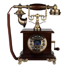 金顺迪 JSD006 欧式复古电话机 美式家用实木仿古座机办公老式固定电话 单支架按键款(插4G全网通手机卡)