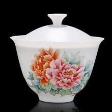 古垚（guyao）/许瑞卿手工德化白瓷盖碗景德镇手绘三才茶碗泡茶碗敬茶碗 小号