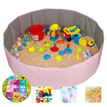 彩石沙滩玩具沙子儿童决明子室内太空沙池彩石10斤套装家用围栏男女孩宝宝沙漏爬行玩具加厚铲子和桶20斤 1.2米粉池超值款10斤装送垫