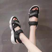 女童凉鞋2021年夏季新款时尚儿童运动软底凉鞋网红女孩中大童鞋沙滩鞋小逗熊 黑色 37内长23.5cm