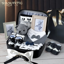 婴儿高端礼盒小绅士黑金衣礼服套装纯棉满月百天男宝宝生日送礼物 绅士黑金A套装详单 66cm（3-6个月宝宝）