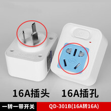 LZ 转换插头插板带开关一转一排插16a转10a空调热水器电源插座转换器 16A转16A 带开关(大插头转大插孔)
