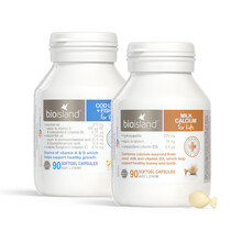 澳大利亚 佰澳朗德Bio Island比奥岛 儿童鳕鱼肝油鱼油胶囊+儿童乳钙 组合套装 1个月以上