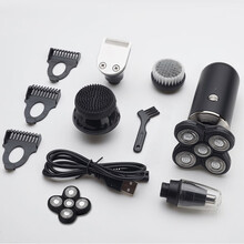 约克 剃光头神器 五头多功能电动剃须刀 充电式5w大功率刮胡须刀全身水洗自助理发器剃头刀光头机 YK-527黑色套装+原装刀头【带收纳包 】