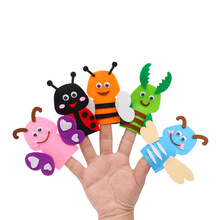 手指娃娃小动物玩偶 幼儿园手工 不织布无纺布动物手指手偶 表演道具幼儿DIY手工材料MYFS 5个装手指偶(昆虫系列)