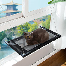 汤琪猫吊床猫床吸盘式猫咪挂窝挂床猫窝窗户玻璃窗台宠物用品晒太阳 单独吊床（不含垫子）66*35cm 黑色