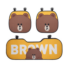 汽车坐垫夏季单片卡通单个屁屁垫四季通用车后座垫子三件套座垫 BROWN三件套【前座*2+后座*1】