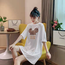 孕妇装夏装时尚潮妈哺乳外出短袖T恤春夏季上衣中长款外穿孕妇裙夏天大码孕妈装宽松舒适孕妇连衣裙子新款 白色普通款 M