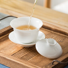 标准审评盖碗（110毫升）高温烧制宋风青瓷 审评盖碗（白瓷无托）