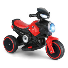 锋达玩具 新款儿童电动三轮车2-6岁男孩女孩太空摩托车宝宝可坐人可骑电动车儿童节日礼品电动玩具车 9808款速暴-红色 单驱动 6V 4AN