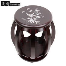 2020新款古筝圆凳古筝凳子实木古筝圆凳素面款印花款古筝琴凳结实耐用 楠木色小花款