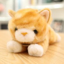 可爱仿真小猫咪毛绒玩具公仔小号少女心布娃娃床上小玩偶儿童女孩 黄色趴姿猫咪 22厘米趴款