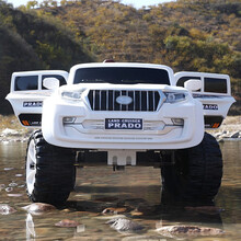 贝儿佳四驱儿童电动车四轮可坐人玩具车0-12岁超大号双人汽车男女宝宝遥控车小孩摇摆沙滩车避震越野车 1.3米加大双座 摇摆+12V四驱丰田霸道白色