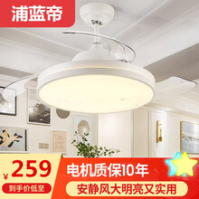 浦蓝帝风扇灯 客厅隐形吊扇灯餐厅灯带风扇 卧室吊扇电扇吊灯扇 带风扇吊灯的吊电扇 灯扇一体电风扇灯 白色款42寸+变光+双控