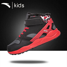 安踏童鞋男童棉鞋2021新款男孩儿童加绒保暖鞋子男 黑/城堡灰/大红-2 38