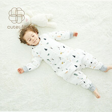 Cutelife 羽感睡袋 秋冬新品夹棉婴儿防踢被纱布宝宝睡袋黑科技新雪丽棉儿童睡袋黑科技 密林B 薄夹棉 推荐室温 16-20度 S码  (推荐身高60-80cm)