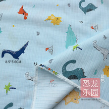 京弗 棉宝宝双层纱布超柔吸水浴巾婴儿卡通口水巾方巾春夏盖毯纱布料 恐龙乐园蓝半米