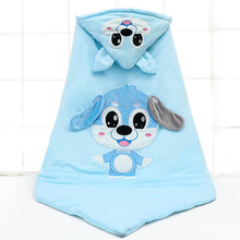 倍呵 婴儿抱被新生儿包被秋冬加厚婴儿襁褓被初生婴儿被新生儿用品 蓝色小狗抱被 90x90cm