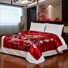 婚庆丝绸被面软缎 绸缎缎子被面结婚七彩织锦缎被面 被面银丝白子 180x210cm