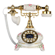 金顺迪 JSD002/皇冠 仿古电话机 欧式复古家用办公座机田园旋转客厅卧室座机 金白色按键款(插3G联通移动手机卡)