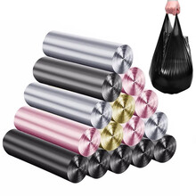 敏居 垃圾袋家用加厚黑色彩色分类袋中大号黑色厨房一次性酒店物业办公室塑料袋批发 手提钢袋-五彩（通用） 5卷100只