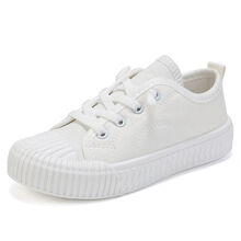 deciuhlae【现货速发】春夏新款儿童帆布鞋男童小白鞋女童韩版板鞋休闲鞋学生软底跑步鞋 白色 608 偏小两码 内长21.0cm 36码