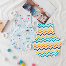 儿童肚兜春秋棉新生婴儿童初生宝宝夏季防踢打底护肚围薄款2件 蓝大兔+彩波浪 肚兜M码【建议4-10个月】