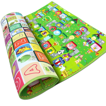 环保婴儿宝宝爬行垫双面加厚爬爬垫泡沫地垫游戏毯防滑地垫儿童爬行垫 水果字母+城堡乐园2*1.8*1